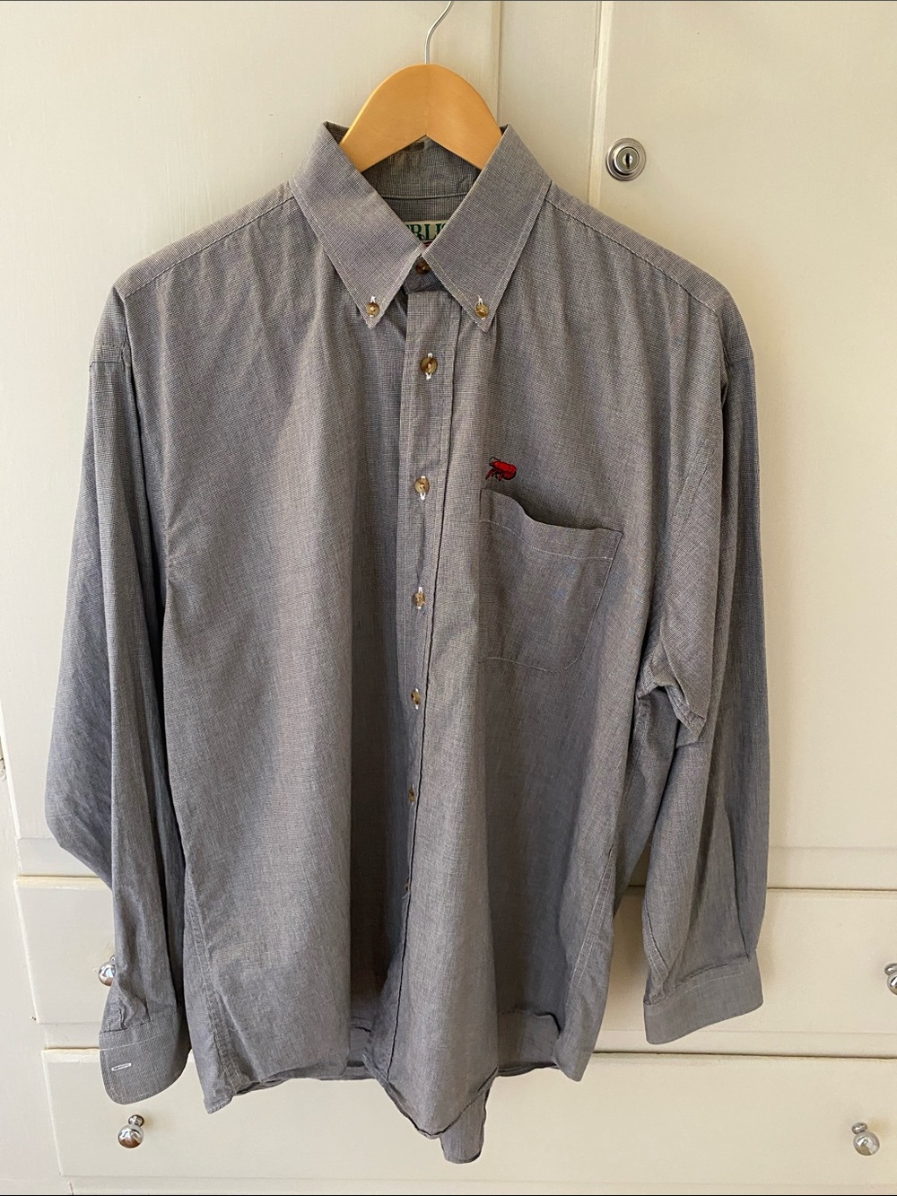 Perlis Men’s Long Sleeve Shirt Crawfish Logo New Orleans Louisiana